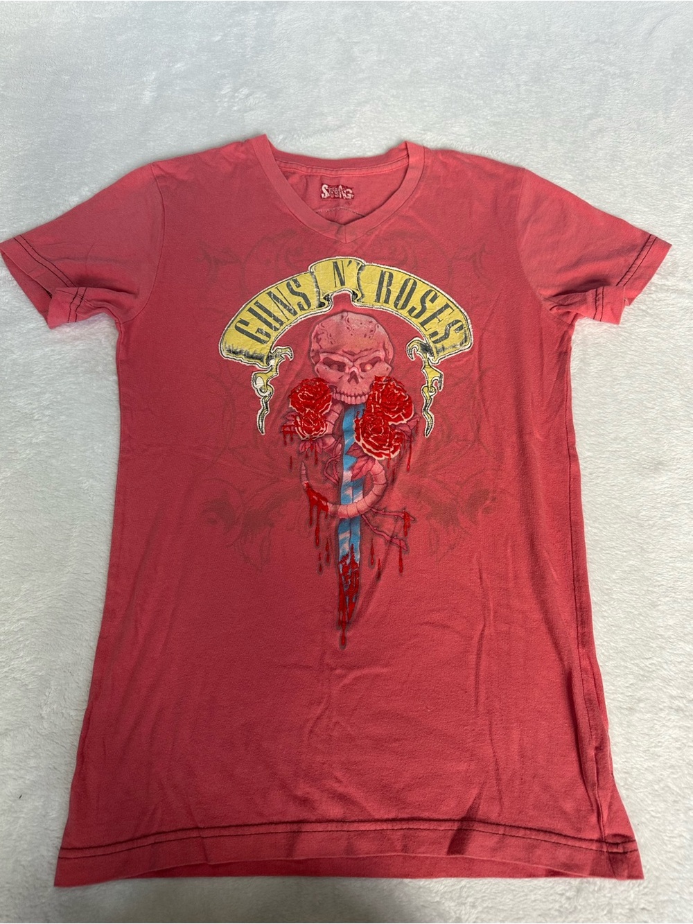 Swag Guns N’ Roses Womens Graphic Band T Shirt Tee Top Red/Pink Size Small S
